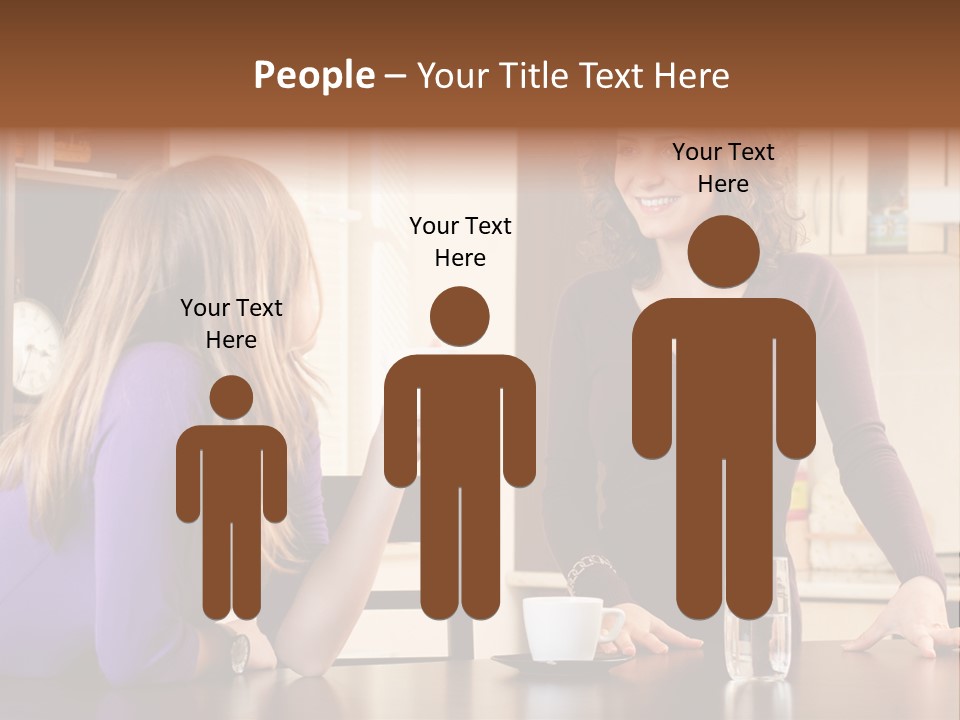 Two Friends Having Coffee And Chatting PowerPoint Template