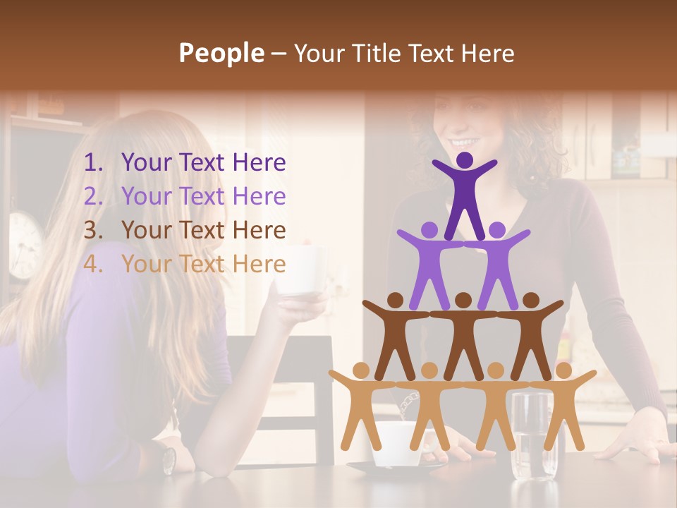 Two Friends Having Coffee And Chatting PowerPoint Template