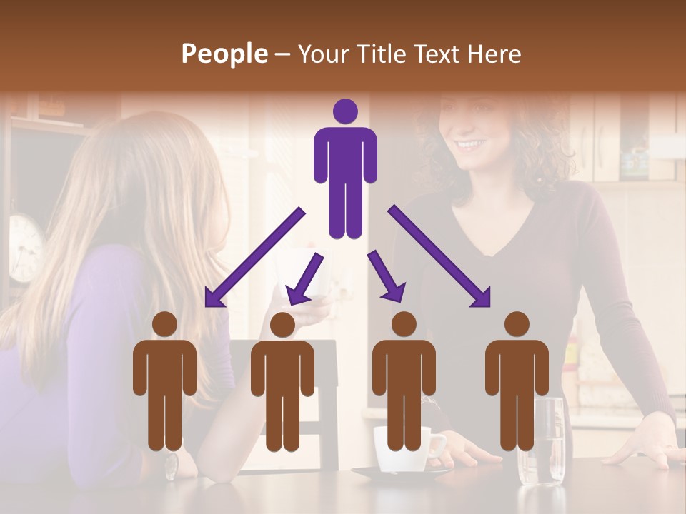 Two Friends Having Coffee And Chatting PowerPoint Template