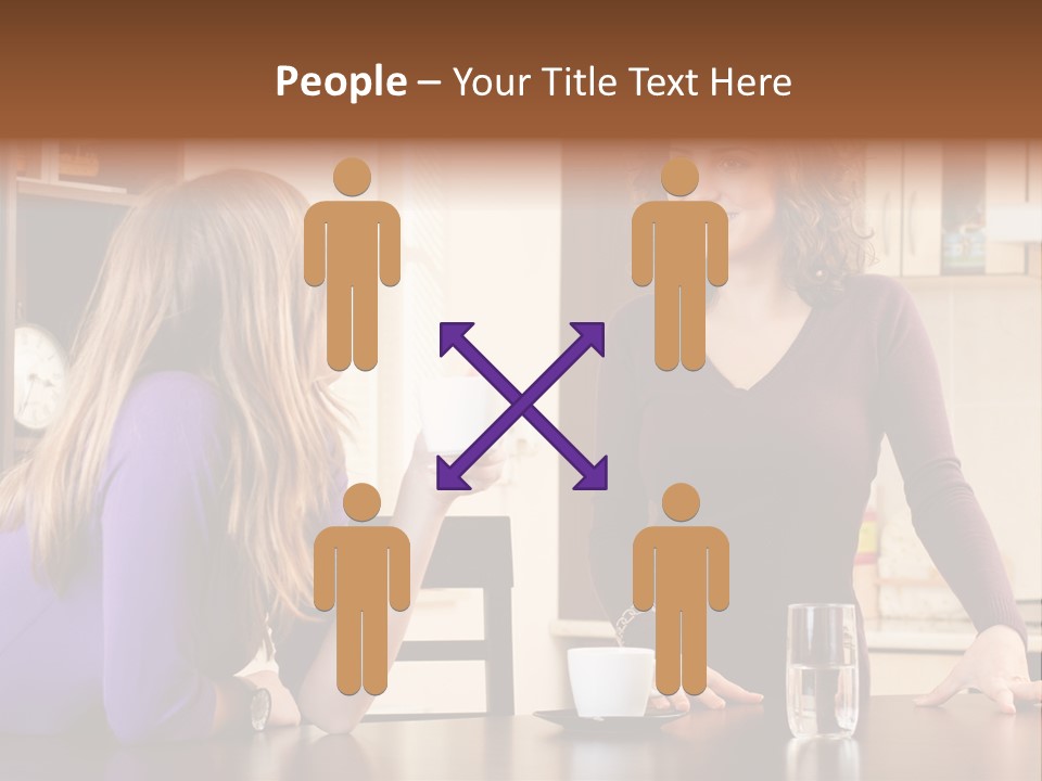 Two Friends Having Coffee And Chatting PowerPoint Template