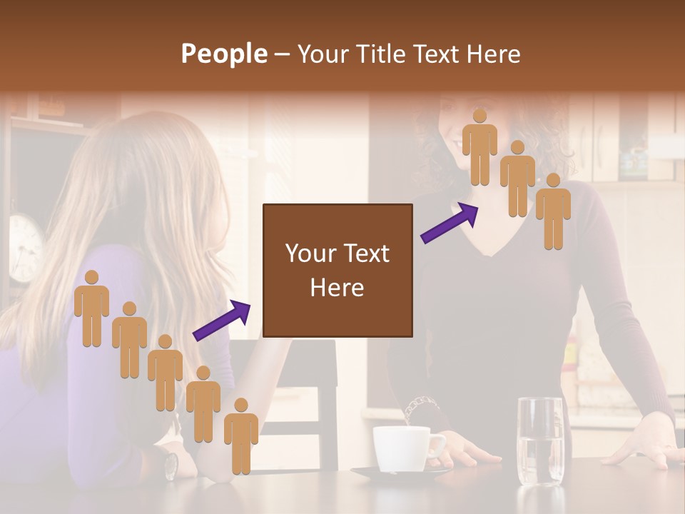 Two Friends Having Coffee And Chatting PowerPoint Template