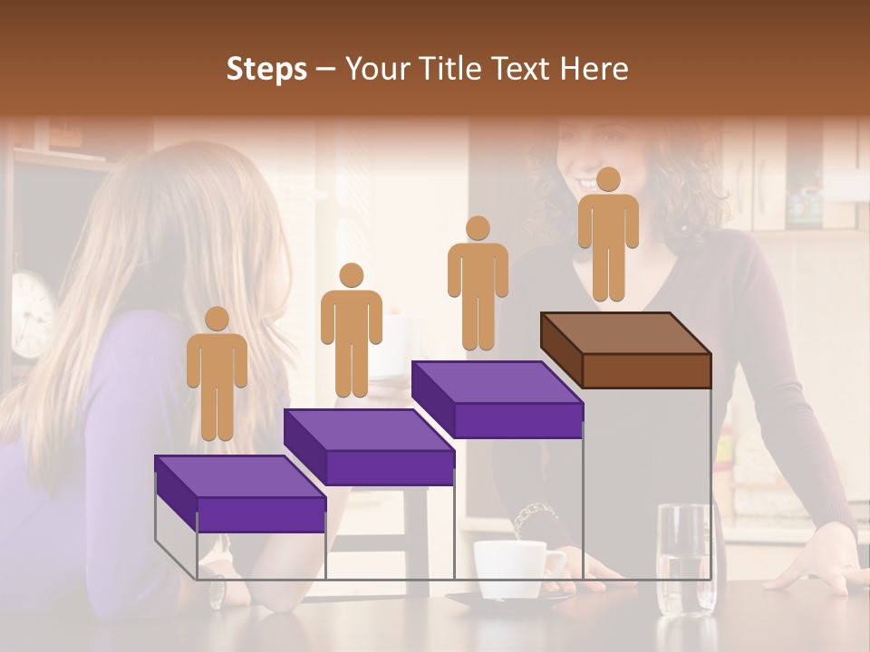 Two Friends Having Coffee And Chatting PowerPoint Template