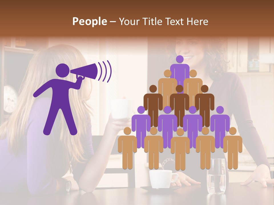 Two Friends Having Coffee And Chatting PowerPoint Template