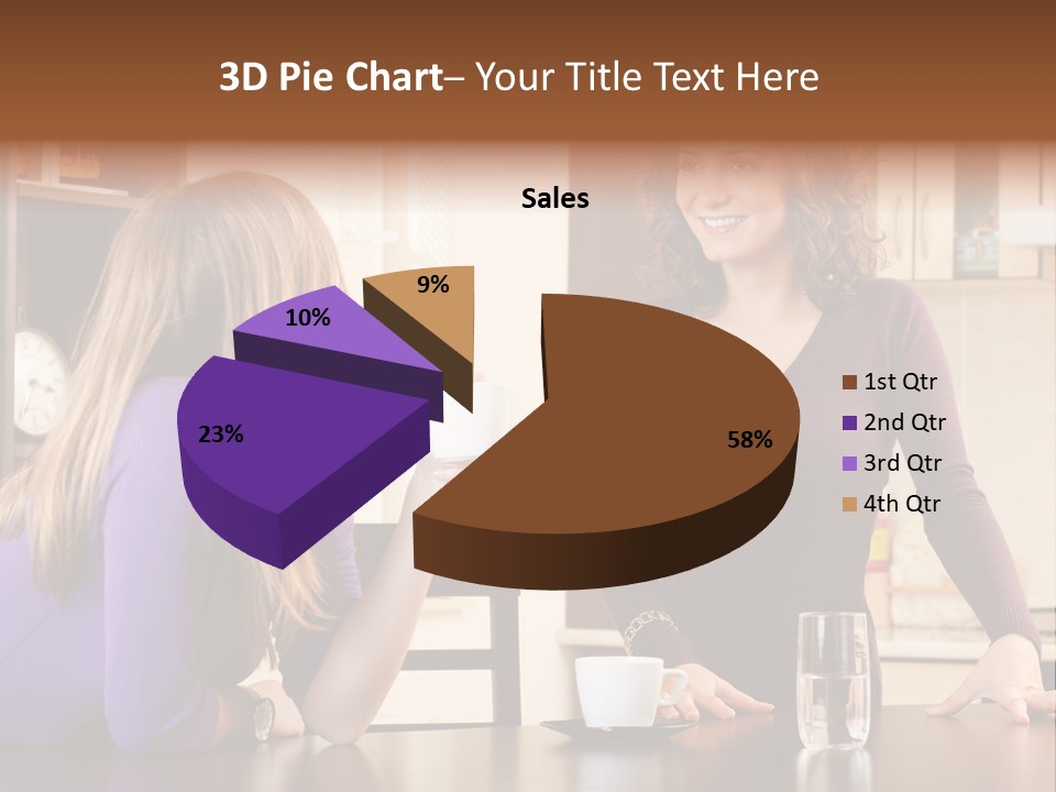 Two Friends Having Coffee And Chatting PowerPoint Template