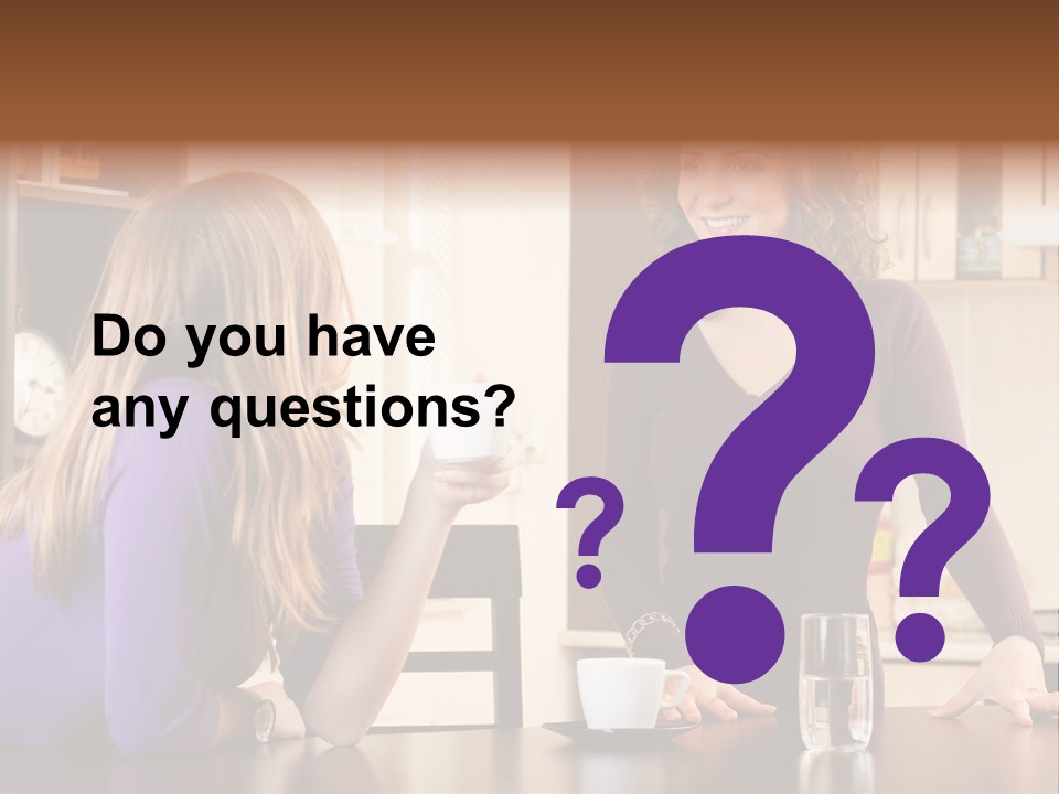 Two Friends Having Coffee And Chatting PowerPoint Template