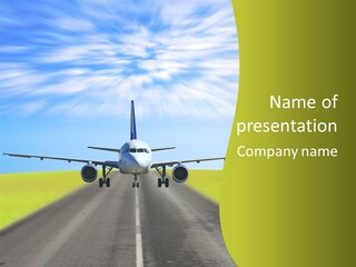 Plane On A Runway PowerPoint Template