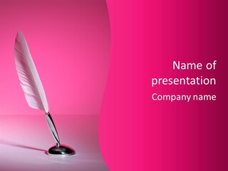 Quill Pen Isolated On Purple Background PowerPoint Template