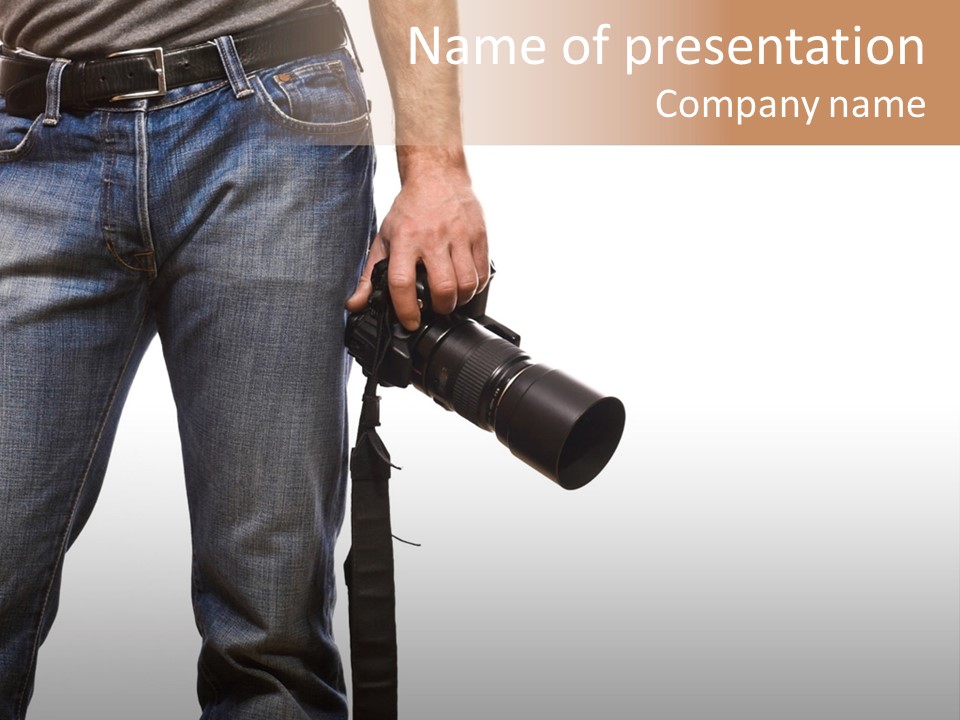 Detail Of Photographer Isolated On White Background PowerPoint Template