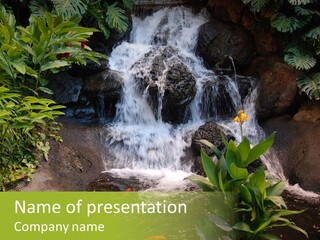 Maui Waterfall In Hotel PowerPoint Template