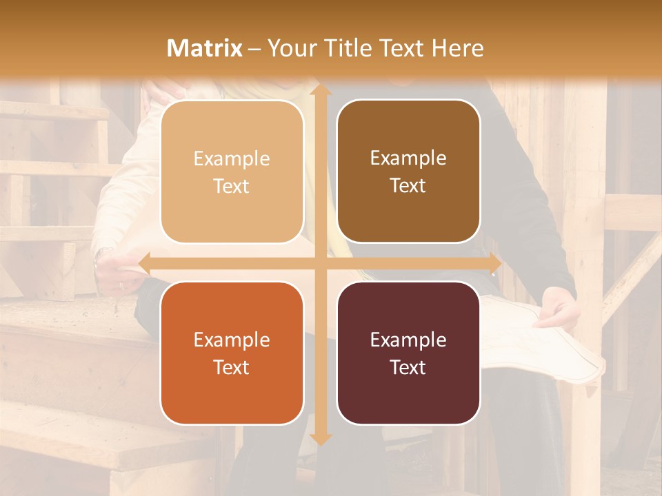 Happy Couple Going Over The Blue Prints Of Their New Home Still Under Construction. PowerPoint Template