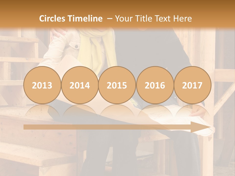 Happy Couple Going Over The Blue Prints Of Their New Home Still Under Construction. PowerPoint Template