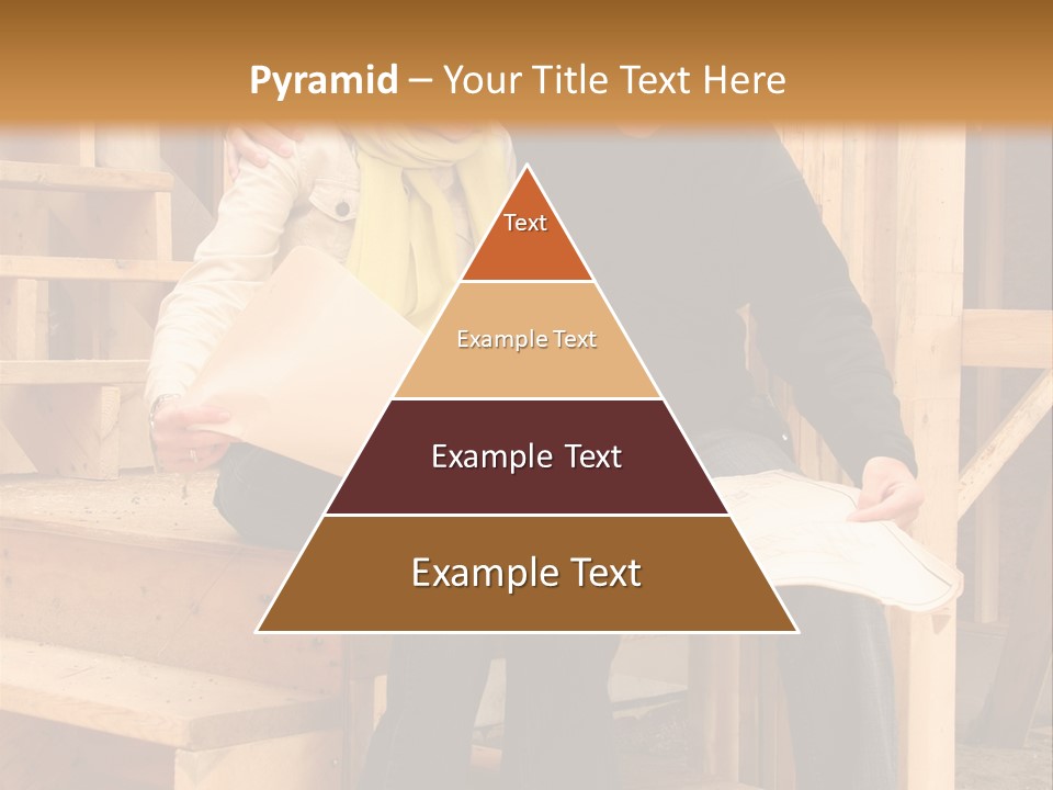 Happy Couple Going Over The Blue Prints Of Their New Home Still Under Construction. PowerPoint Template