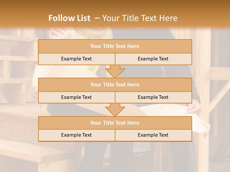 Happy Couple Going Over The Blue Prints Of Their New Home Still Under Construction. PowerPoint Template