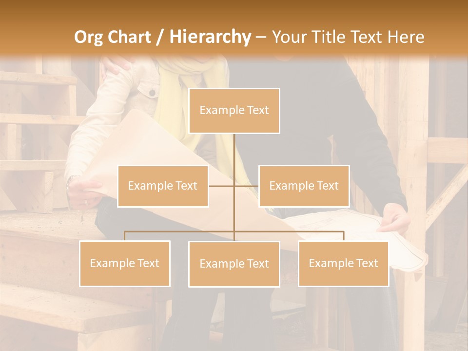 Happy Couple Going Over The Blue Prints Of Their New Home Still Under Construction. PowerPoint Template