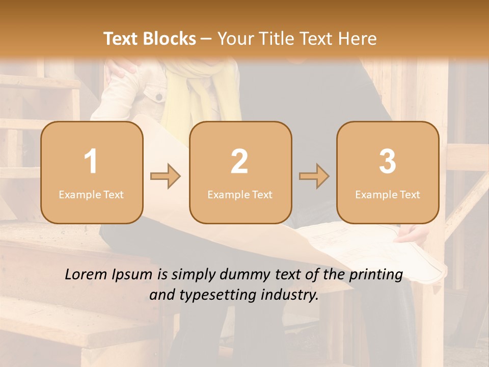 Happy Couple Going Over The Blue Prints Of Their New Home Still Under Construction. PowerPoint Template