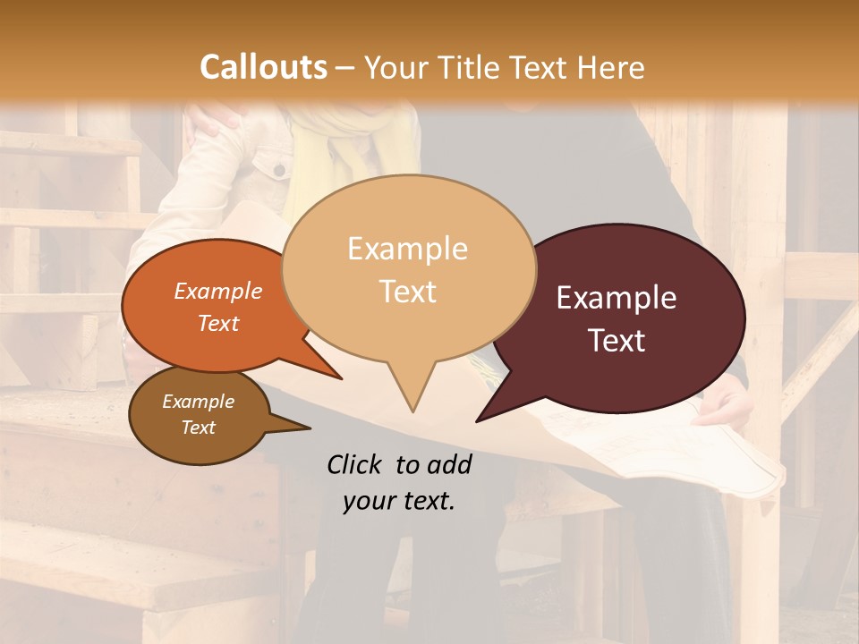 Happy Couple Going Over The Blue Prints Of Their New Home Still Under Construction. PowerPoint Template