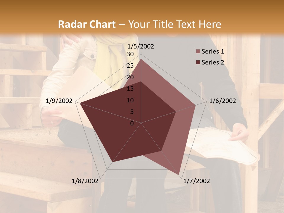 Happy Couple Going Over The Blue Prints Of Their New Home Still Under Construction. PowerPoint Template
