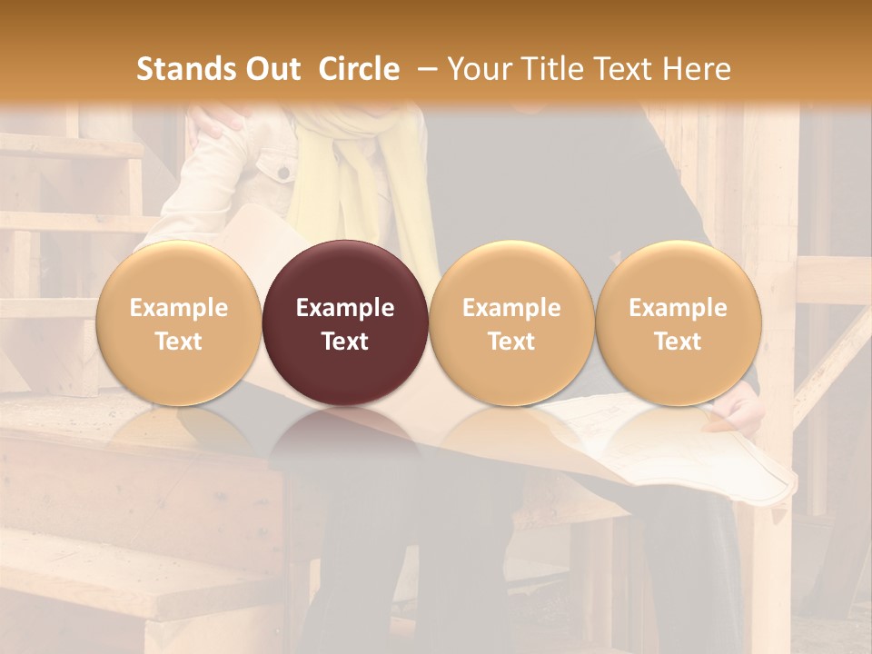 Happy Couple Going Over The Blue Prints Of Their New Home Still Under Construction. PowerPoint Template