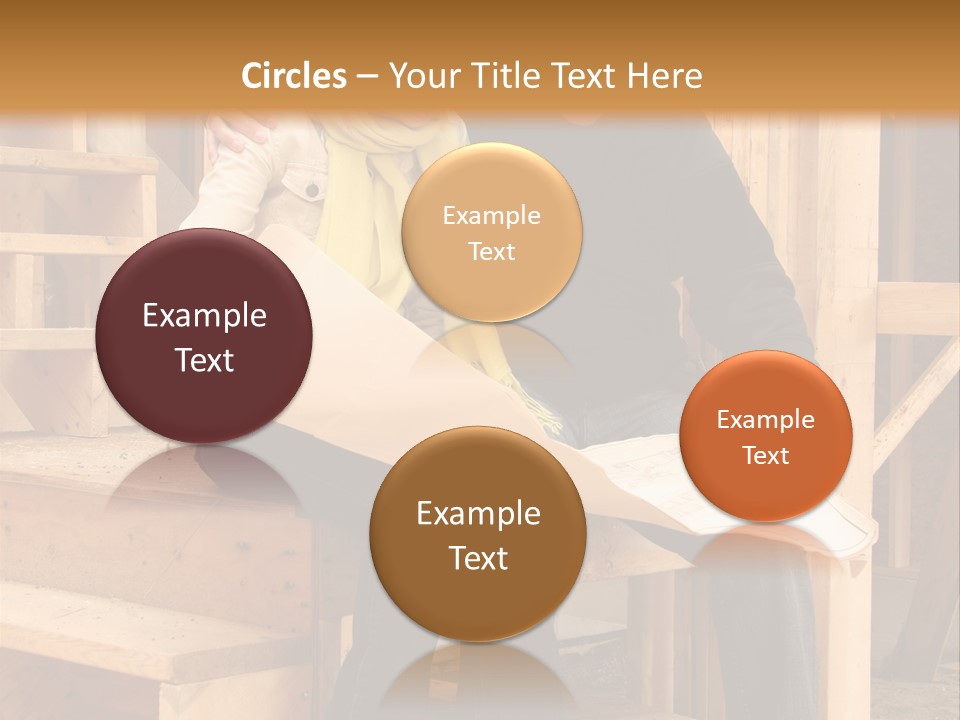 Happy Couple Going Over The Blue Prints Of Their New Home Still Under Construction. PowerPoint Template