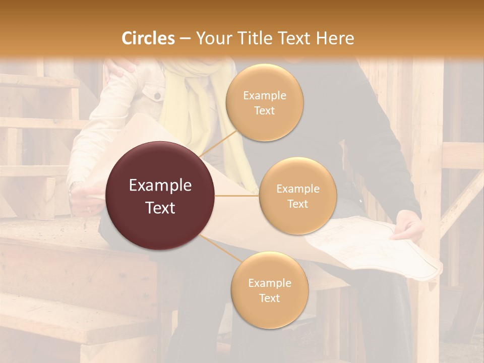 Happy Couple Going Over The Blue Prints Of Their New Home Still Under Construction. PowerPoint Template