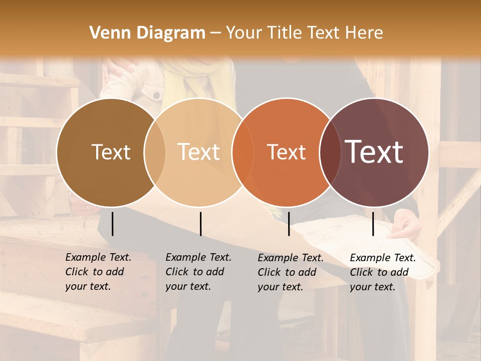 Happy Couple Going Over The Blue Prints Of Their New Home Still Under Construction. PowerPoint Template