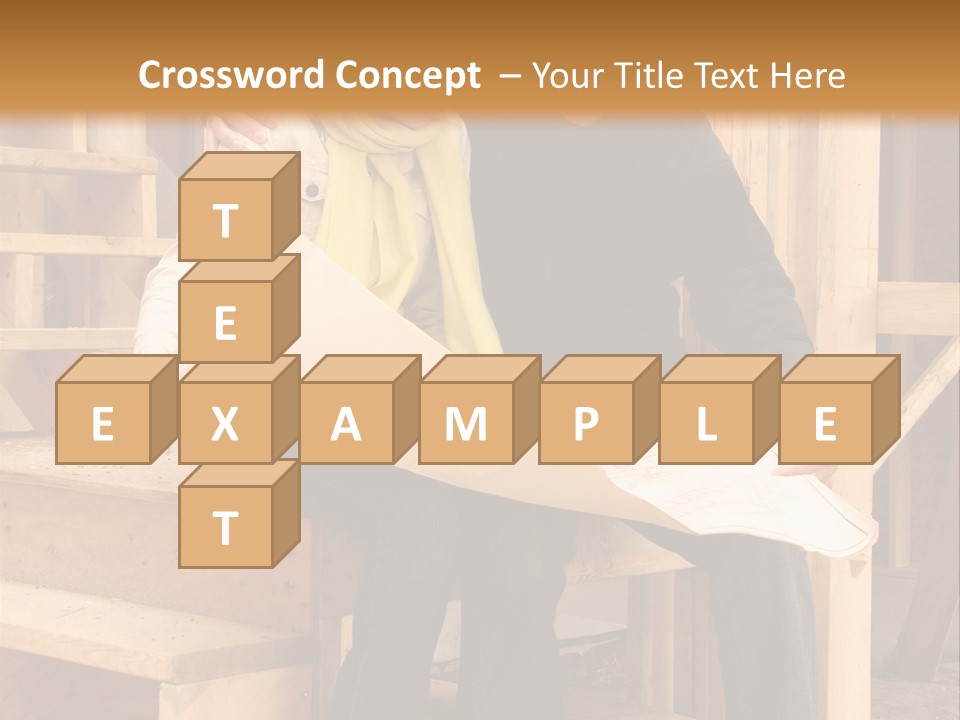 Happy Couple Going Over The Blue Prints Of Their New Home Still Under Construction. PowerPoint Template