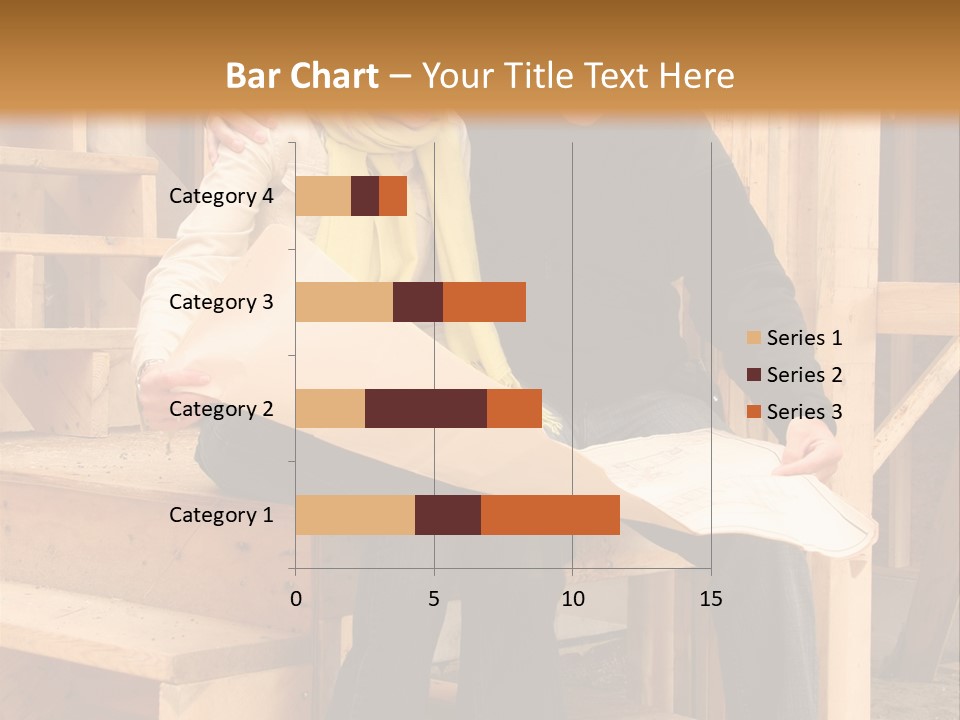 Happy Couple Going Over The Blue Prints Of Their New Home Still Under Construction. PowerPoint Template