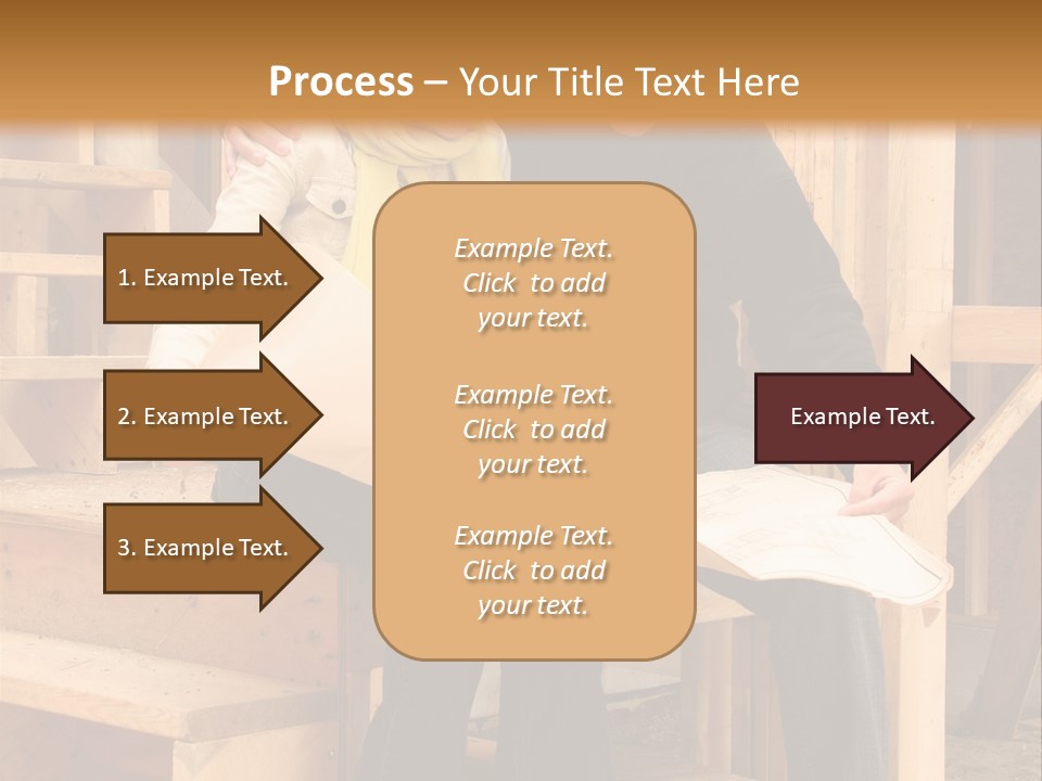 Happy Couple Going Over The Blue Prints Of Their New Home Still Under Construction. PowerPoint Template