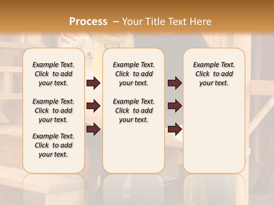 Happy Couple Going Over The Blue Prints Of Their New Home Still Under Construction. PowerPoint Template
