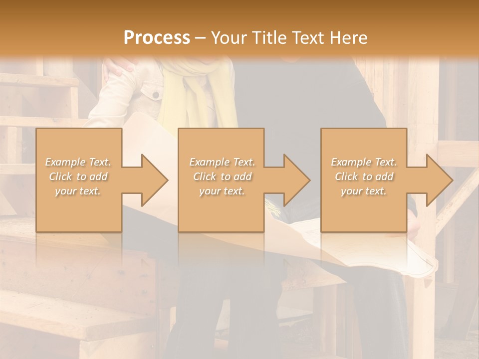 Happy Couple Going Over The Blue Prints Of Their New Home Still Under Construction. PowerPoint Template