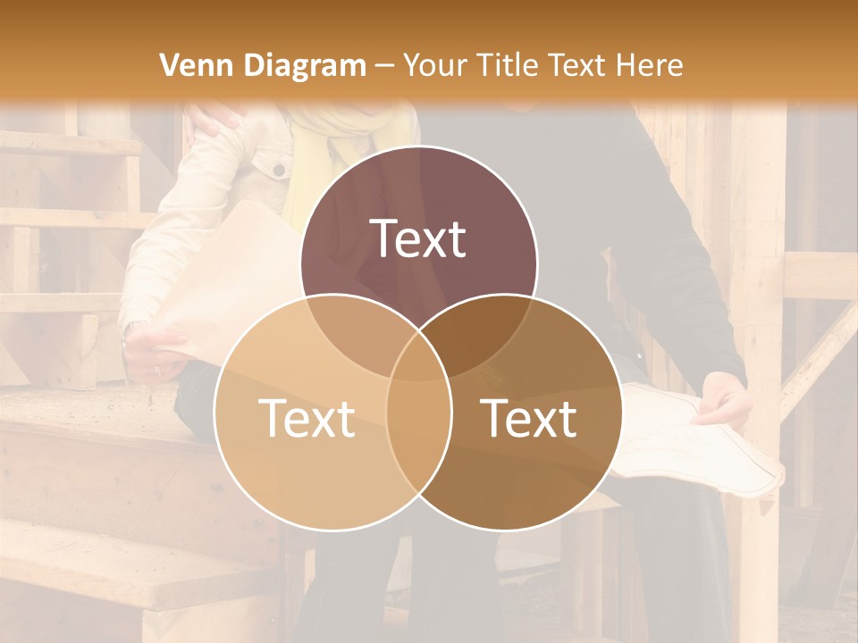 Happy Couple Going Over The Blue Prints Of Their New Home Still Under Construction. PowerPoint Template