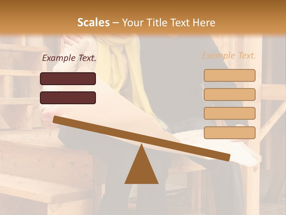 Happy Couple Going Over The Blue Prints Of Their New Home Still Under Construction. PowerPoint Template