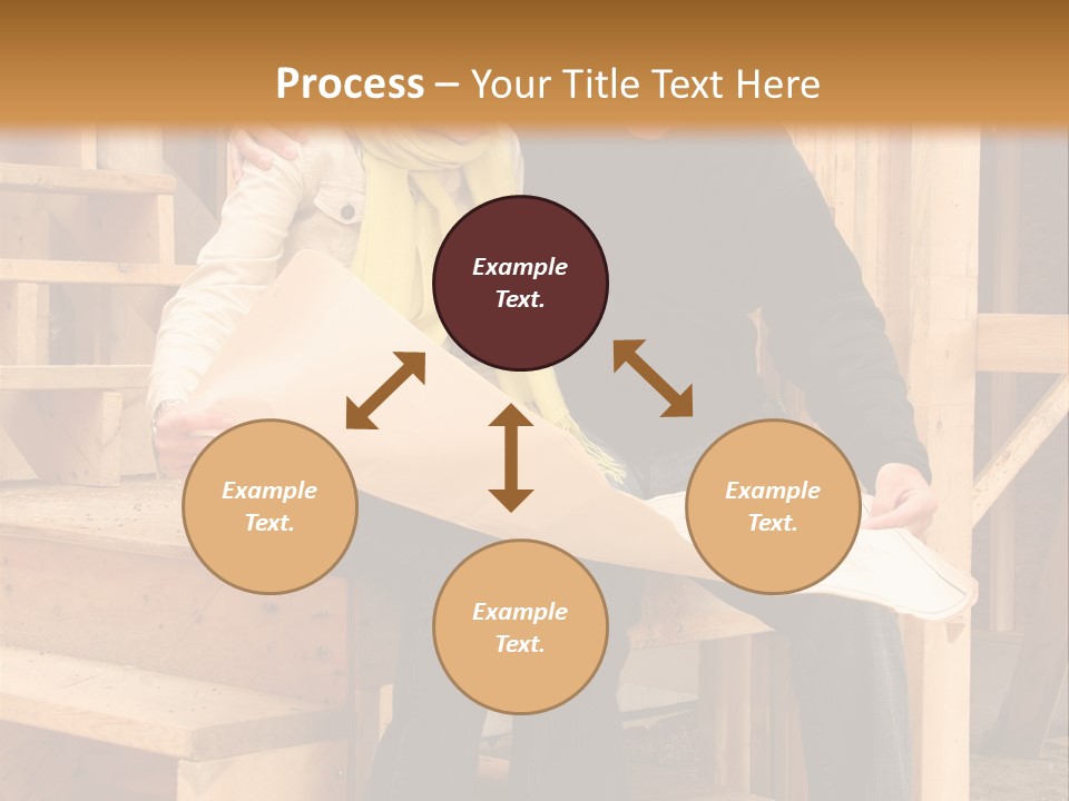 Happy Couple Going Over The Blue Prints Of Their New Home Still Under Construction. PowerPoint Template