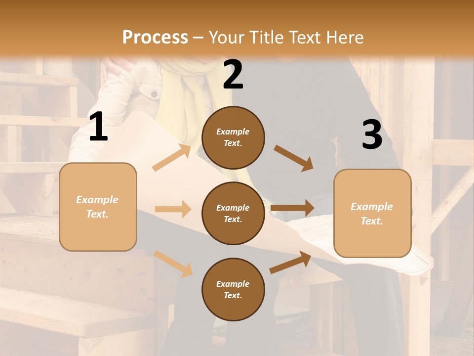 Happy Couple Going Over The Blue Prints Of Their New Home Still Under Construction. PowerPoint Template