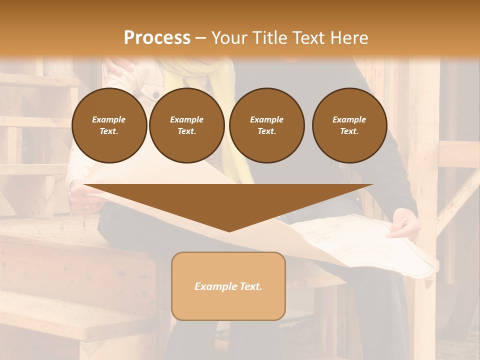 Happy Couple Going Over The Blue Prints Of Their New Home Still Under Construction. PowerPoint Template