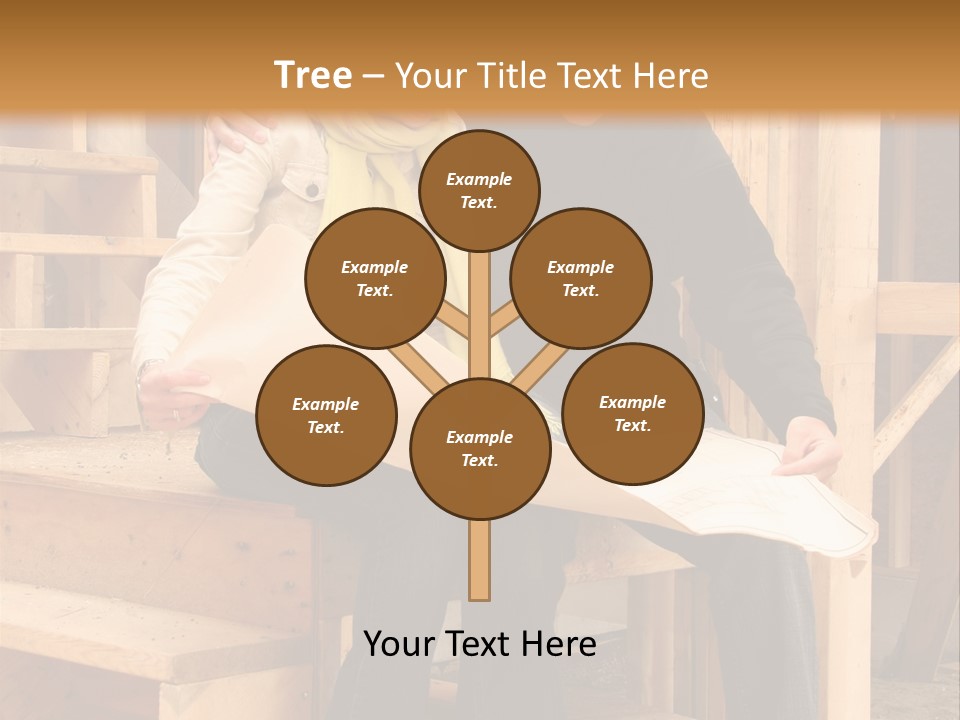 Happy Couple Going Over The Blue Prints Of Their New Home Still Under Construction. PowerPoint Template