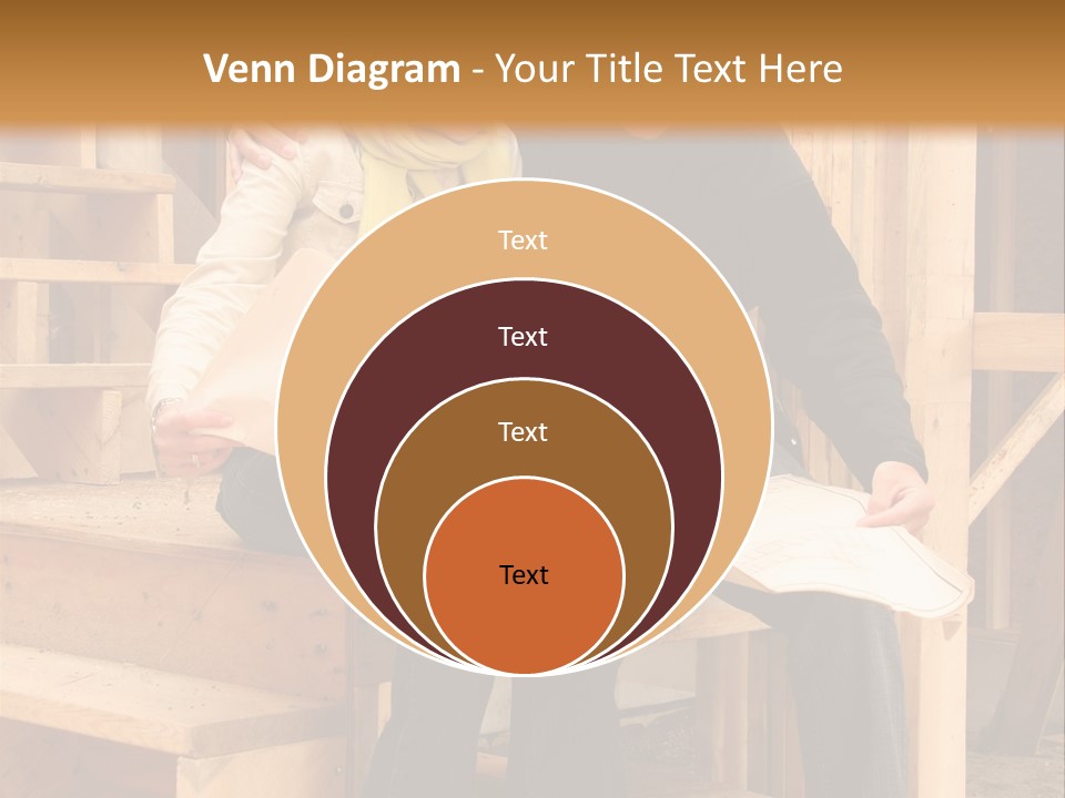Happy Couple Going Over The Blue Prints Of Their New Home Still Under Construction. PowerPoint Template