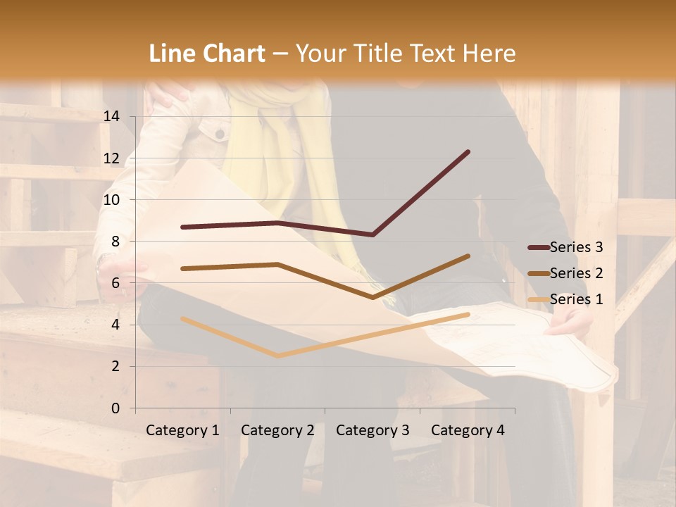 Happy Couple Going Over The Blue Prints Of Their New Home Still Under Construction. PowerPoint Template