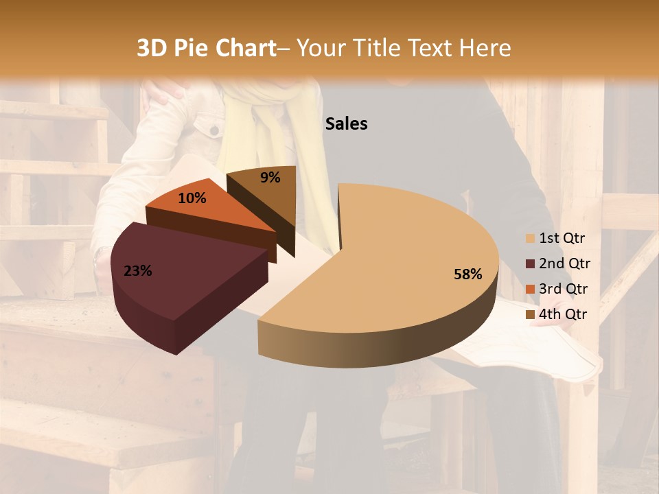 Happy Couple Going Over The Blue Prints Of Their New Home Still Under Construction. PowerPoint Template