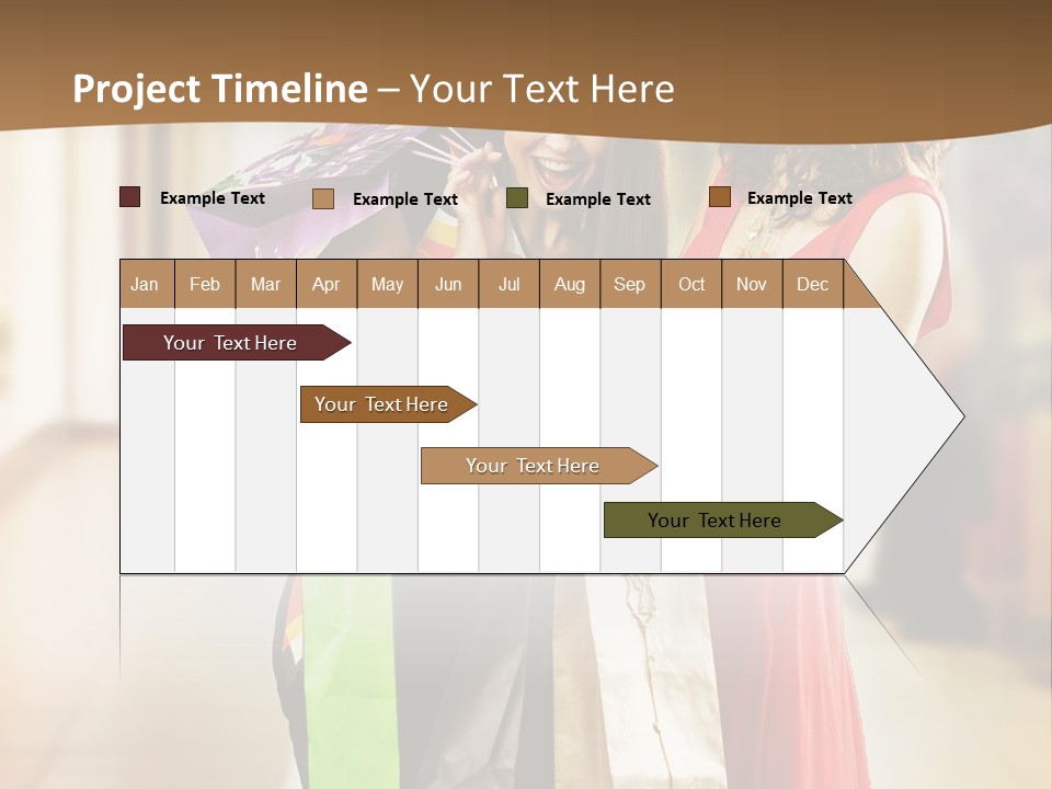 Two Beautiful Young Women In A Shopping Center Checking Bags PowerPoint Template