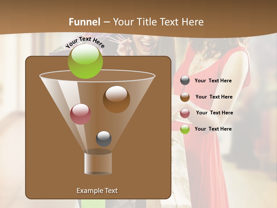 Two Beautiful Young Women In A Shopping Center Checking Bags PowerPoint Template