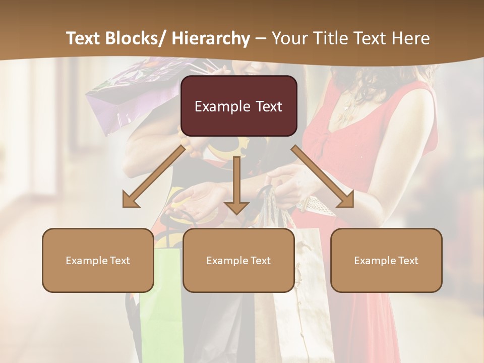 Two Beautiful Young Women In A Shopping Center Checking Bags PowerPoint Template