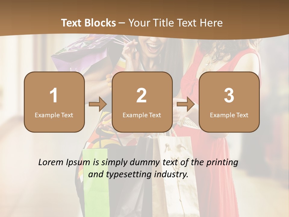 Two Beautiful Young Women In A Shopping Center Checking Bags PowerPoint Template