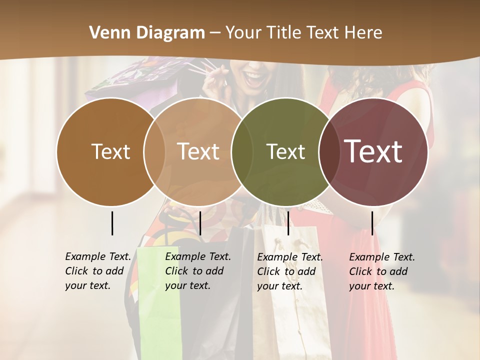 Two Beautiful Young Women In A Shopping Center Checking Bags PowerPoint Template