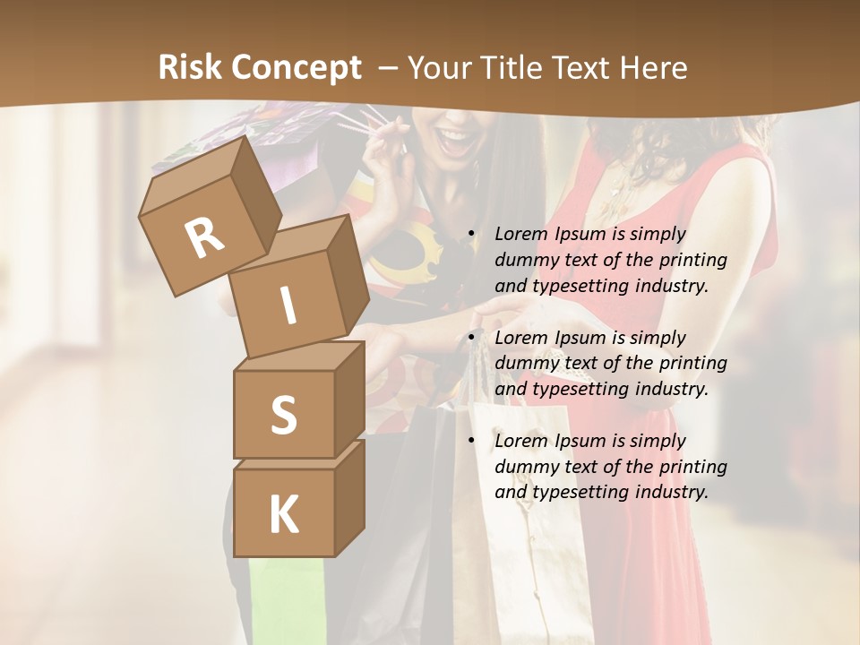 Two Beautiful Young Women In A Shopping Center Checking Bags PowerPoint Template