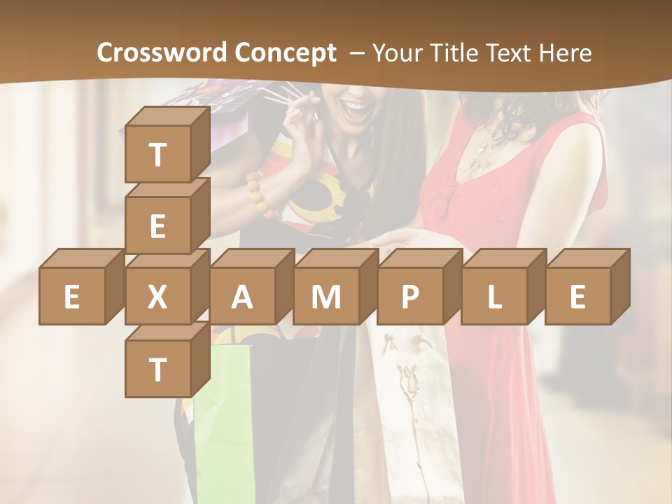 Two Beautiful Young Women In A Shopping Center Checking Bags PowerPoint Template