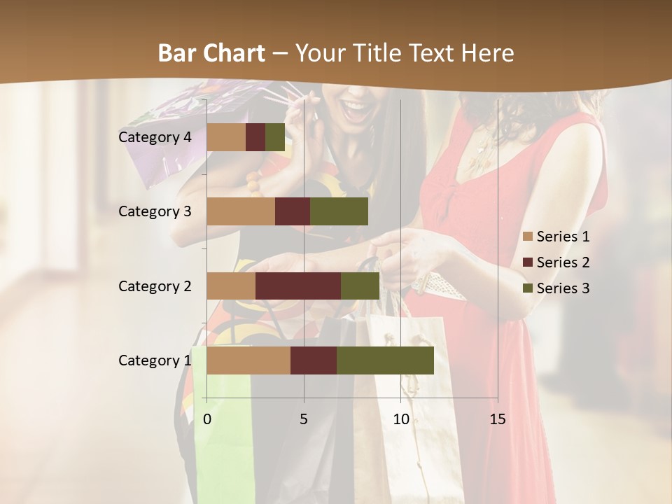 Two Beautiful Young Women In A Shopping Center Checking Bags PowerPoint Template