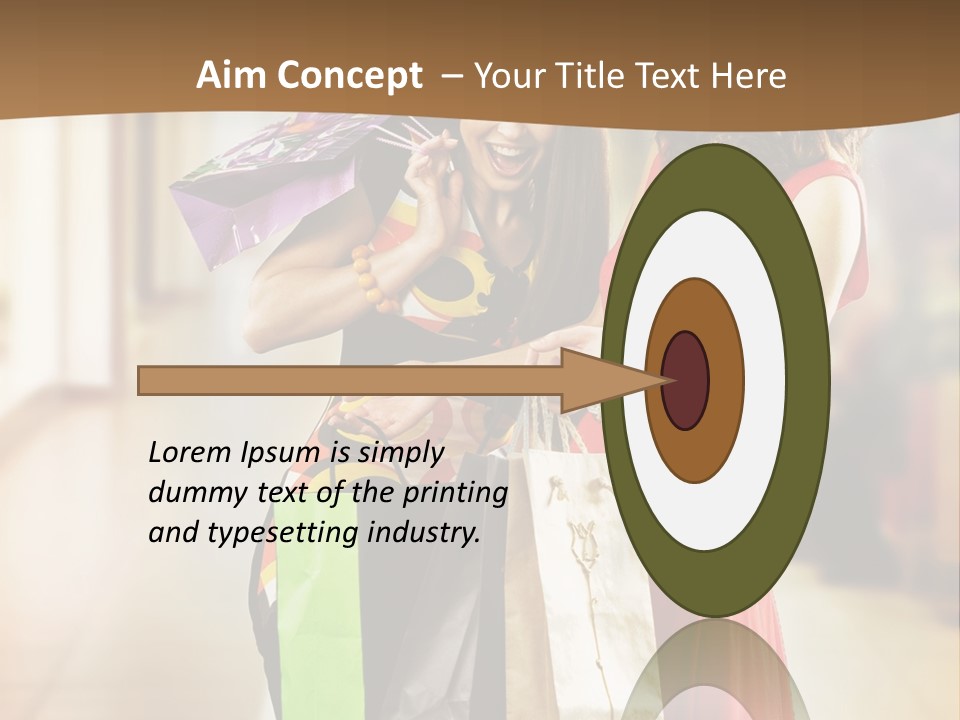 Two Beautiful Young Women In A Shopping Center Checking Bags PowerPoint Template