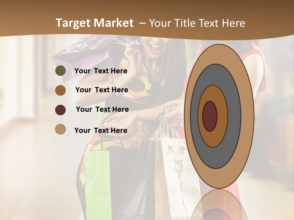 Two Beautiful Young Women In A Shopping Center Checking Bags PowerPoint Template