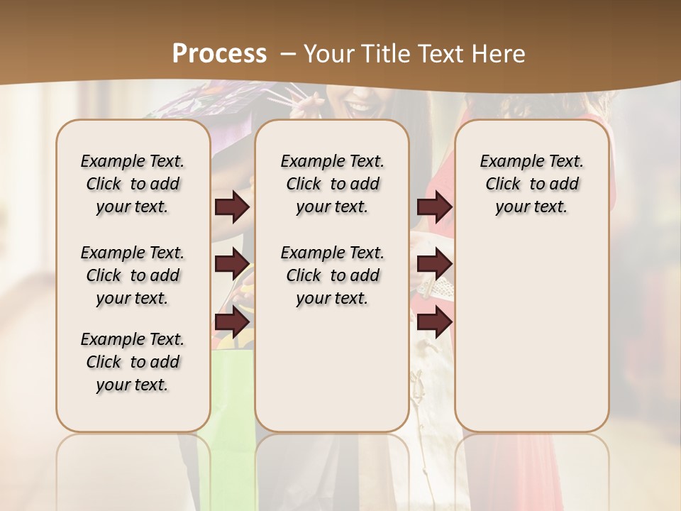 Two Beautiful Young Women In A Shopping Center Checking Bags PowerPoint Template